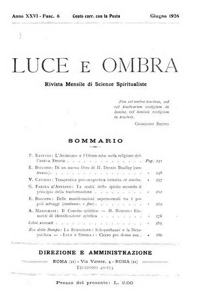 Luce e ombra rivista mensile illustrata di scienze spiritualistiche