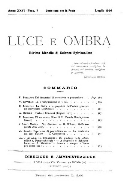 Luce e ombra rivista mensile illustrata di scienze spiritualistiche