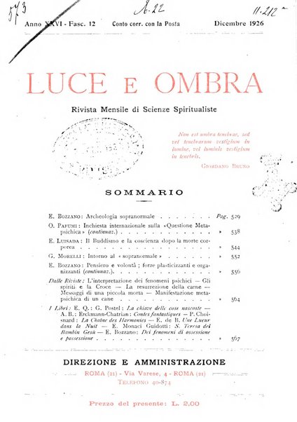 Luce e ombra rivista mensile illustrata di scienze spiritualistiche