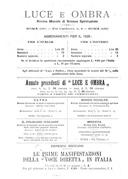 Luce e ombra rivista mensile illustrata di scienze spiritualistiche