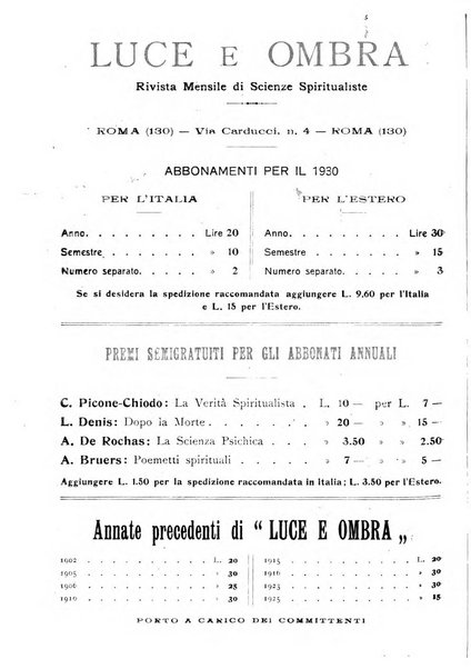 Luce e ombra rivista mensile illustrata di scienze spiritualistiche