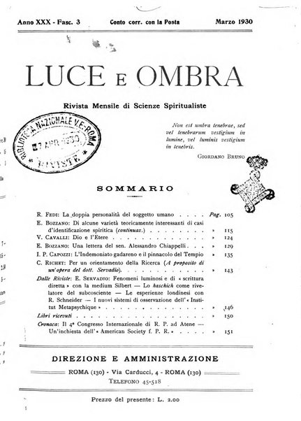 Luce e ombra rivista mensile illustrata di scienze spiritualistiche