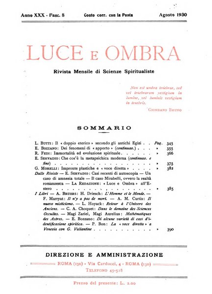 Luce e ombra rivista mensile illustrata di scienze spiritualistiche