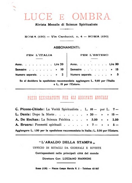 Luce e ombra rivista mensile illustrata di scienze spiritualistiche