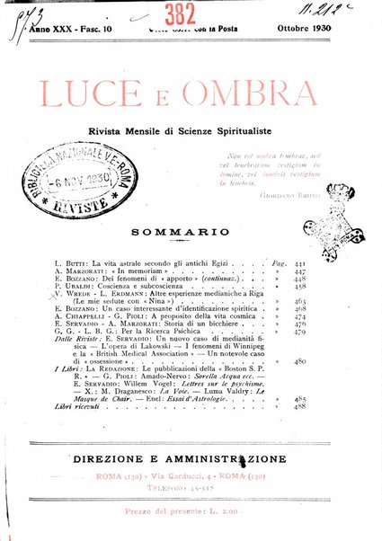 Luce e ombra rivista mensile illustrata di scienze spiritualistiche