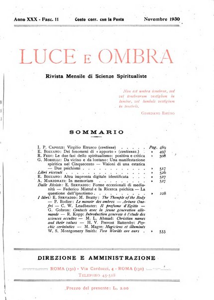 Luce e ombra rivista mensile illustrata di scienze spiritualistiche