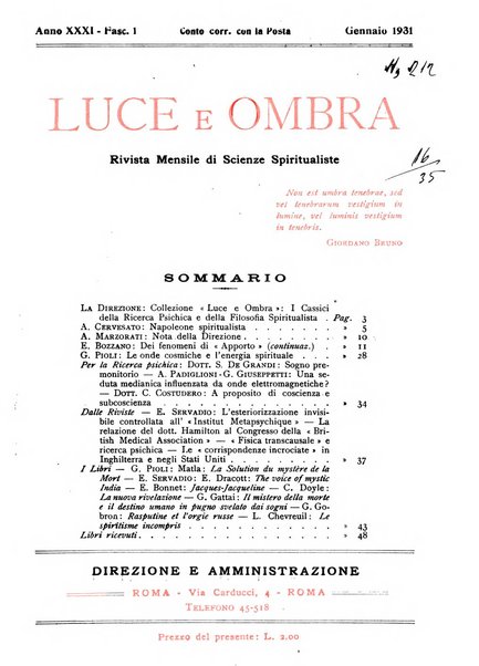 Luce e ombra rivista mensile illustrata di scienze spiritualistiche