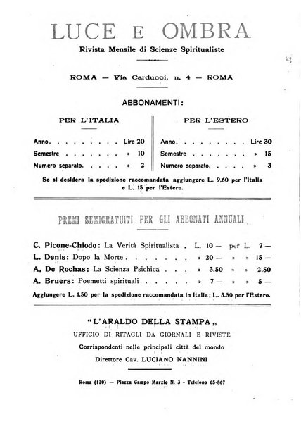 Luce e ombra rivista mensile illustrata di scienze spiritualistiche