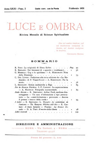 Luce e ombra rivista mensile illustrata di scienze spiritualistiche