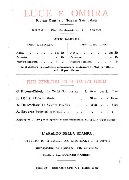 Luce e ombra rivista mensile illustrata di scienze spiritualistiche