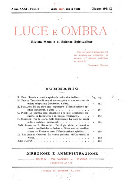 Luce e ombra rivista mensile illustrata di scienze spiritualistiche