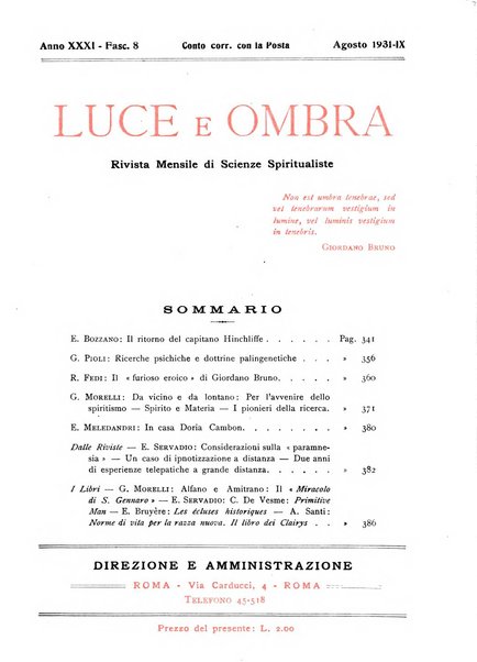 Luce e ombra rivista mensile illustrata di scienze spiritualistiche