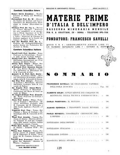 Materie prime d'Italia e dell'Impero rassegna mineraria mensile