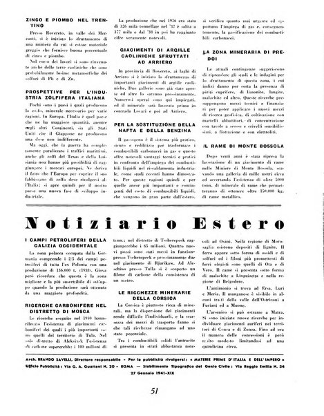 Materie prime d'Italia e dell'Impero rassegna mineraria mensile