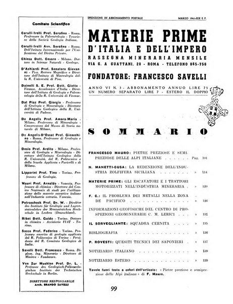 Materie prime d'Italia e dell'Impero rassegna mineraria mensile