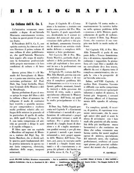 Materie prime d'Italia e dell'Impero rassegna mineraria mensile