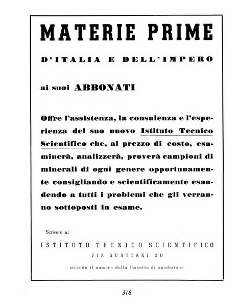 Materie prime d'Italia e dell'Impero rassegna mineraria mensile