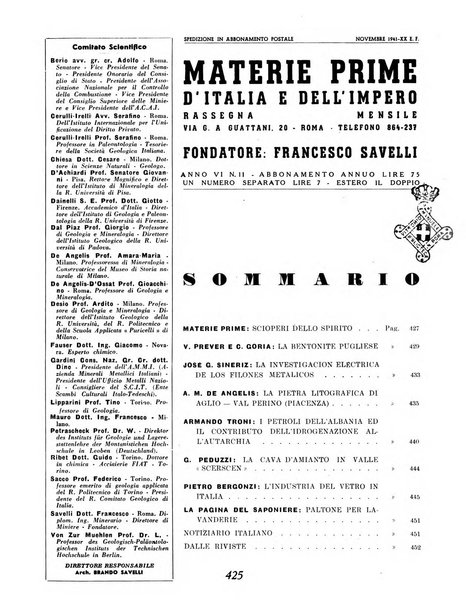 Materie prime d'Italia e dell'Impero rassegna mineraria mensile