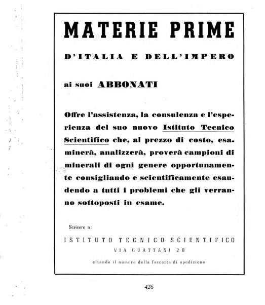 Materie prime d'Italia e dell'Impero rassegna mineraria mensile