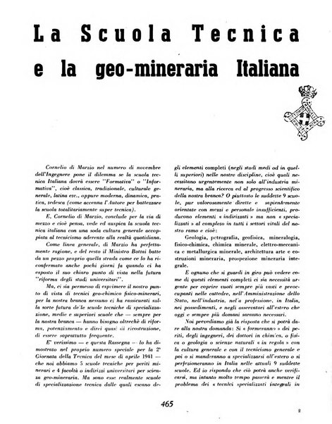 Materie prime d'Italia e dell'Impero rassegna mineraria mensile