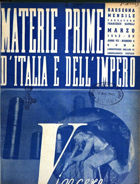 Materie prime d'Italia e dell'Impero rassegna mineraria mensile