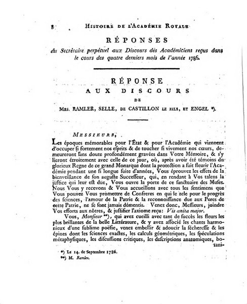 Memoires de l'Academie royale des sciences et belles lettres depuis l'avenement de Frederic Guillaume 2. au throne