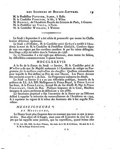 Memoires de l'Academie royale des sciences et belles lettres depuis l'avenement de Frederic Guillaume 2. au throne