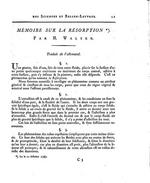 Memoires de l'Academie royale des sciences et belles lettres depuis l'avenement de Frederic Guillaume 2. au throne