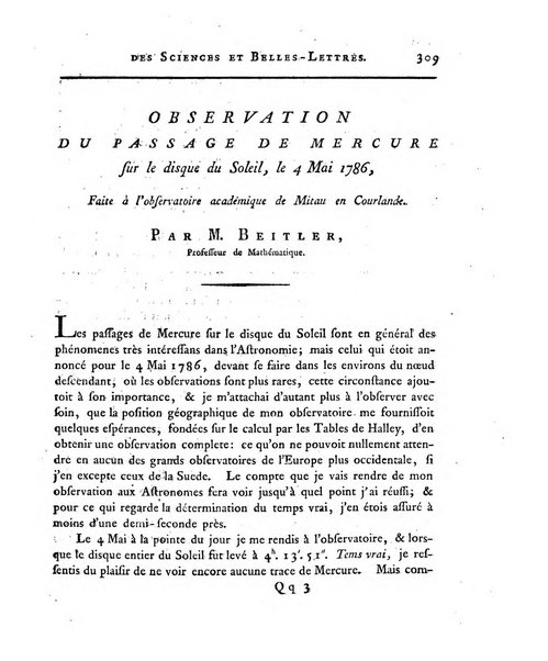 Memoires de l'Academie royale des sciences et belles lettres depuis l'avenement de Frederic Guillaume 2. au throne