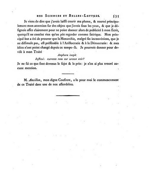 Memoires de l'Academie royale des sciences et belles lettres depuis l'avenement de Frederic Guillaume 2. au throne