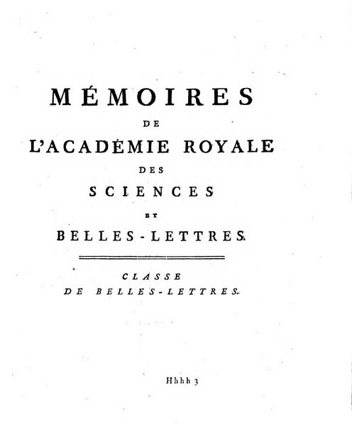 Memoires de l'Academie royale des sciences et belles lettres depuis l'avenement de Frederic Guillaume 2. au throne