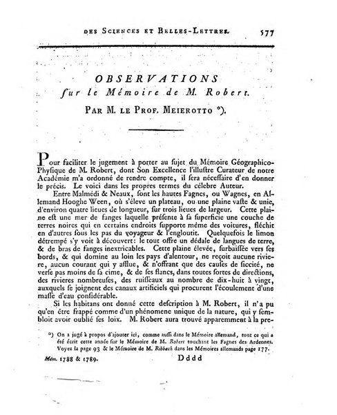 Memoires de l'Academie royale des sciences et belles lettres depuis l'avenement de Frederic Guillaume 2. au throne