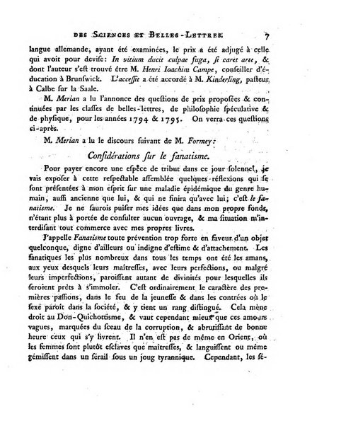 Memoires de l'Academie royale des sciences et belles lettres depuis l'avenement de Frederic Guillaume 2. au throne