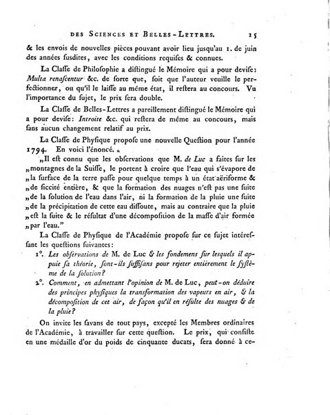 Memoires de l'Academie royale des sciences et belles lettres depuis l'avenement de Frederic Guillaume 2. au throne