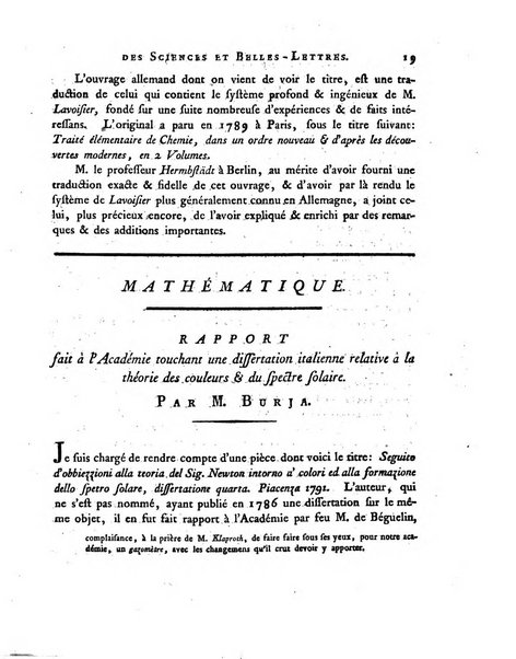 Memoires de l'Academie royale des sciences et belles lettres depuis l'avenement de Frederic Guillaume 2. au throne