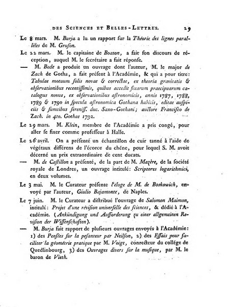 Memoires de l'Academie royale des sciences et belles lettres depuis l'avenement de Frederic Guillaume 2. au throne