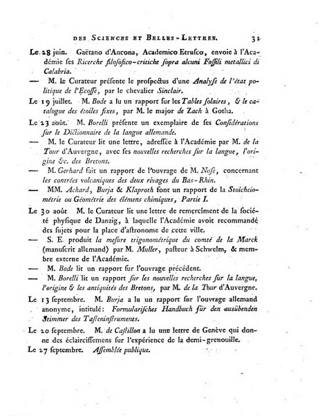 Memoires de l'Academie royale des sciences et belles lettres depuis l'avenement de Frederic Guillaume 2. au throne