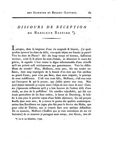 Memoires de l'Academie royale des sciences et belles lettres depuis l'avenement de Frederic Guillaume 2. au throne