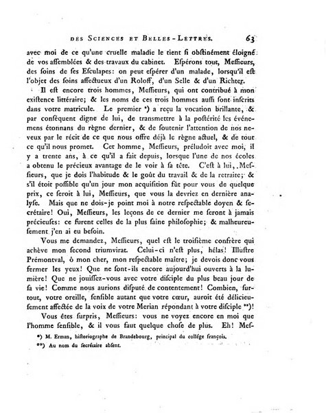 Memoires de l'Academie royale des sciences et belles lettres depuis l'avenement de Frederic Guillaume 2. au throne