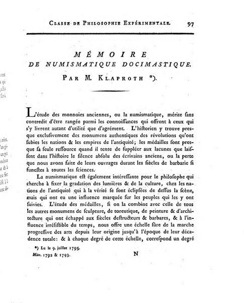 Memoires de l'Academie royale des sciences et belles lettres depuis l'avenement de Frederic Guillaume 2. au throne