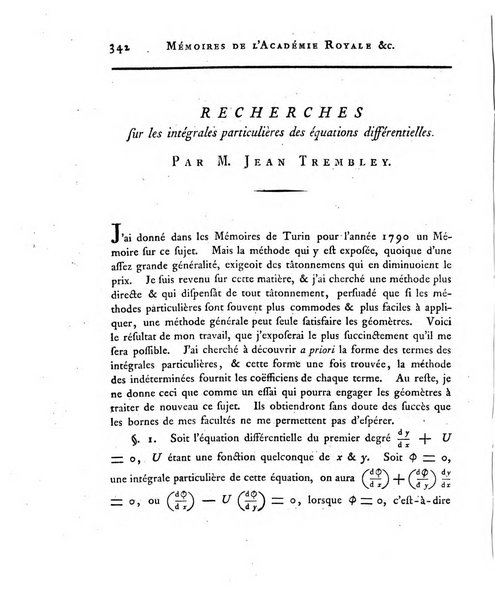 Memoires de l'Academie royale des sciences et belles lettres depuis l'avenement de Frederic Guillaume 2. au throne