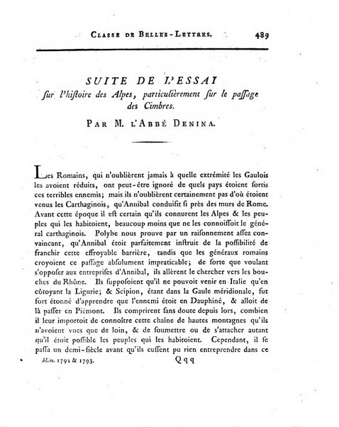 Memoires de l'Academie royale des sciences et belles lettres depuis l'avenement de Frederic Guillaume 2. au throne