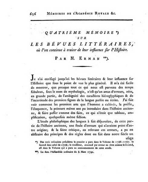 Memoires de l'Academie royale des sciences et belles lettres depuis l'avenement de Frederic Guillaume 2. au throne