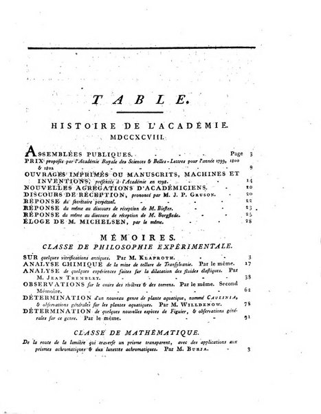 Memoires de l'Academie royale des sciences et belles lettres depuis l'avenement de Frederic Guillaume 2. au throne