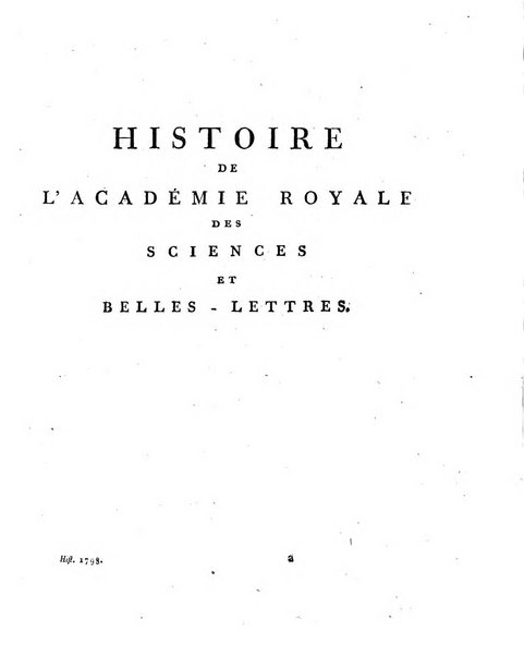 Memoires de l'Academie royale des sciences et belles lettres depuis l'avenement de Frederic Guillaume 2. au throne