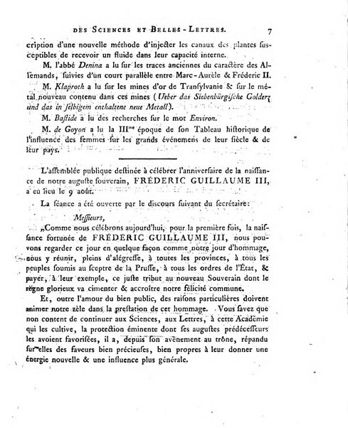 Memoires de l'Academie royale des sciences et belles lettres depuis l'avenement de Frederic Guillaume 2. au throne