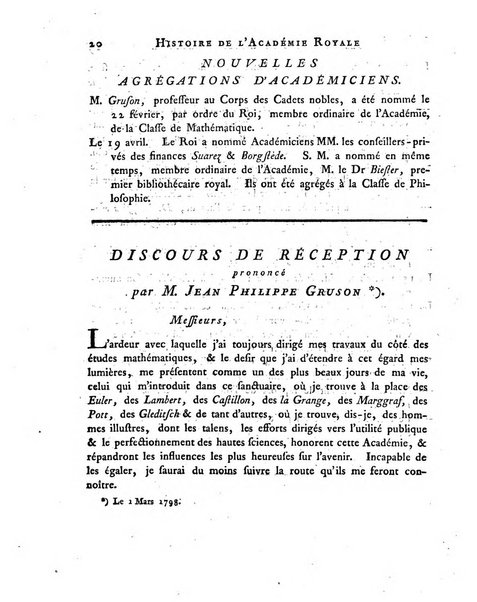 Memoires de l'Academie royale des sciences et belles lettres depuis l'avenement de Frederic Guillaume 2. au throne