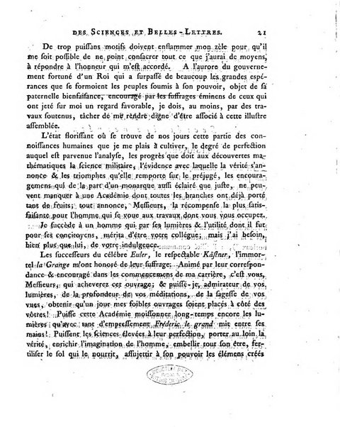 Memoires de l'Academie royale des sciences et belles lettres depuis l'avenement de Frederic Guillaume 2. au throne