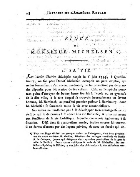 Memoires de l'Academie royale des sciences et belles lettres depuis l'avenement de Frederic Guillaume 2. au throne