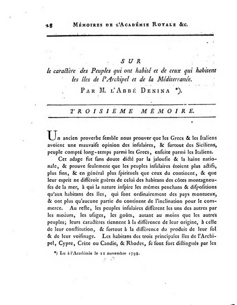 Memoires de l'Academie royale des sciences et belles lettres depuis l'avenement de Frederic Guillaume 2. au throne